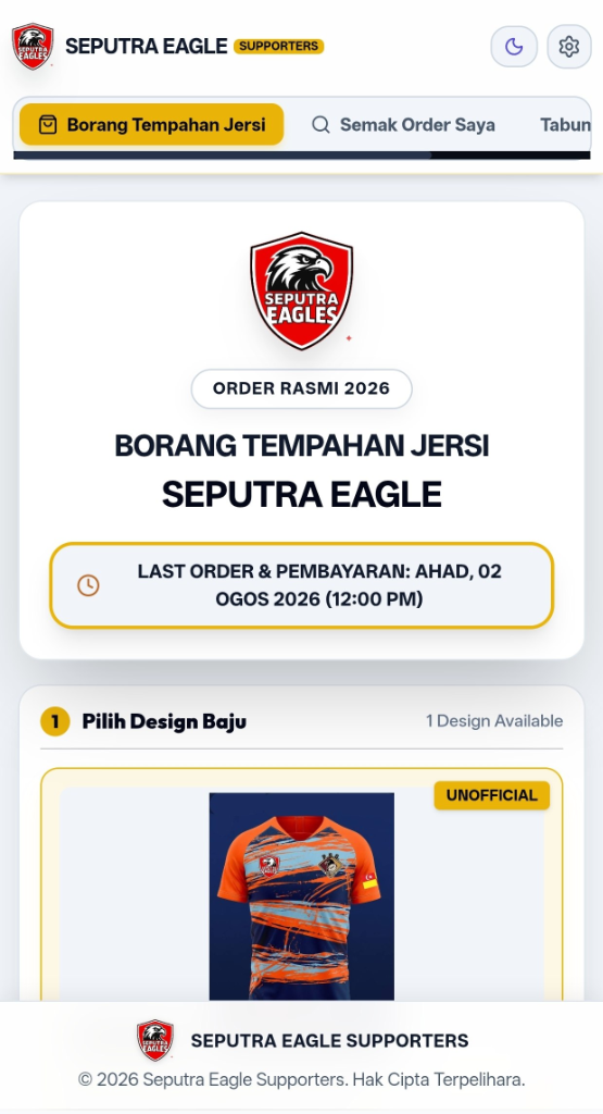 Borang Tempahan Jersi Seputra Eagle