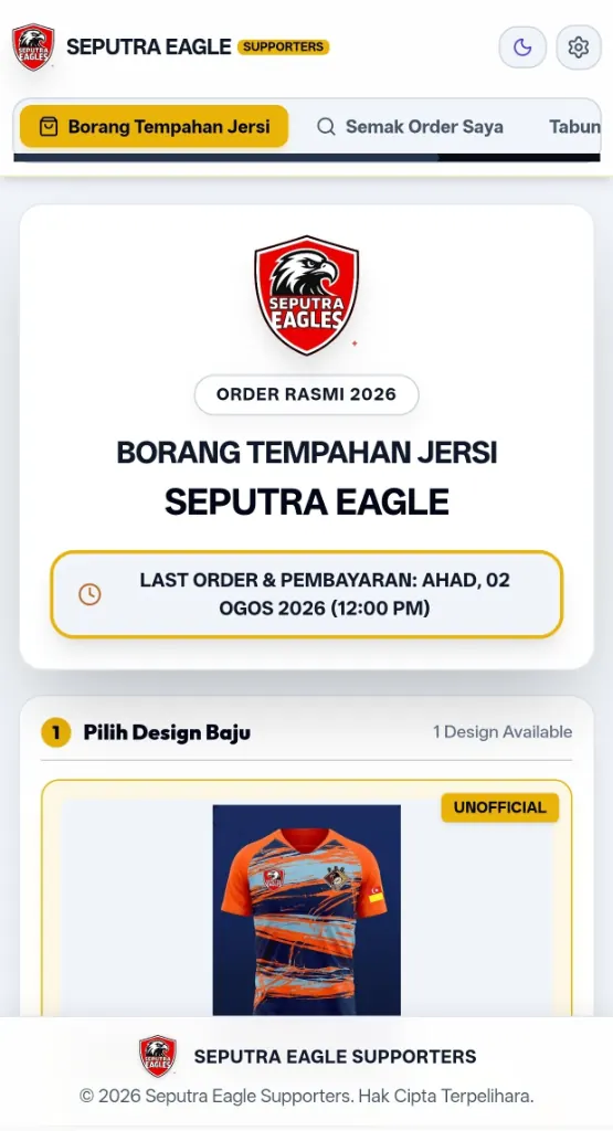 Borang Tempahan Jersi Seputra Eagle