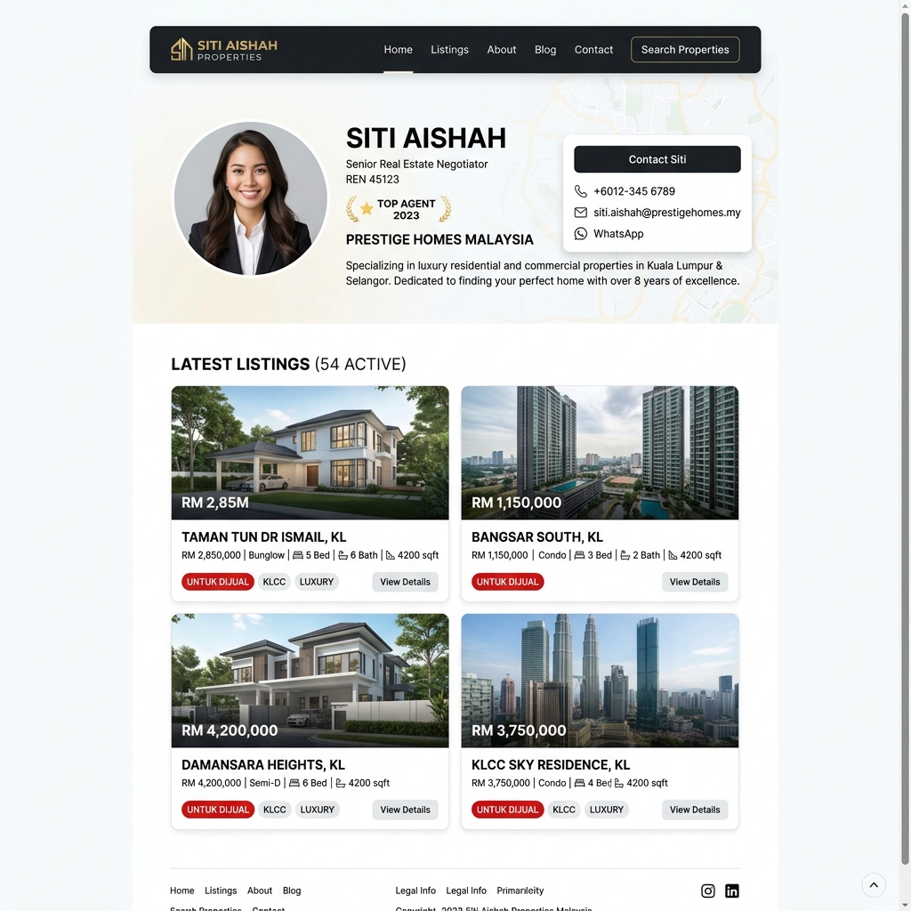 Paparan Demo Website Ejen Hartanah Malaysia